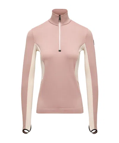 Moncler Color-block Stretch-jersey Base Layer In Pink