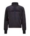 Moncler High Collar Sweatshirt Featuring Contrast Panels In Blue