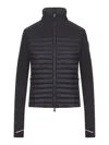 Moncler Quilted High Collar Long Sleeve Cardigan In Black