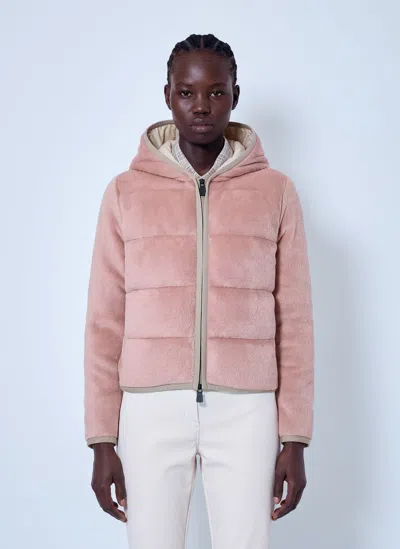 Moncler Polartec® Padded Zip-up Hoodie In Pink