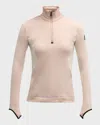 Moncler Grenoble Colorblock Long Sleeve Quarter Zip Ski Top In Light Pink