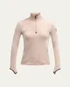Moncler Grenoble Colorblock Long Sleeve Quarter Zip Ski Top In Light Pink