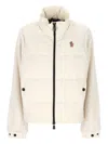 Moncler High Collar Fleece Pullover With Elastic Hem In Neutral