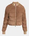 Moncler Pollet Suede Bomber Jacket In Chocolate