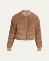 Moncler Pollet Suede Bomber Jacket In Chocolate