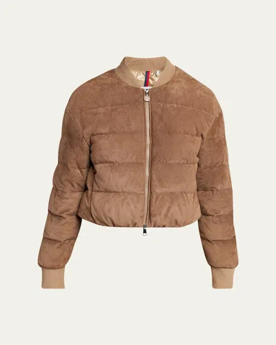 MONCLER POLLET SUEDE BOMBER JACKET