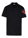 Moncler Short Sleeve Pique Polo Shirt In Azul Oscuro