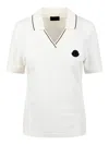 Moncler Cotton Piquet Pole With Logo Patch In White