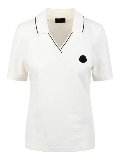 MONCLER COTTON PIQUET POLE WITH LOGO PATCH