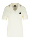 Moncler Ivory Cotton Polo Shirt Women In White