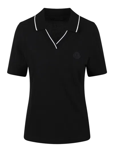 MONCLER COTTON PIQUET POLE WITH LOGO PATCH