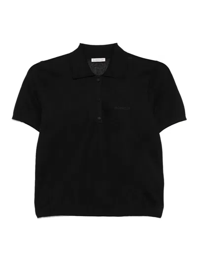 Moncler Short Sleeve Polo In Black