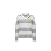 Moncler Striped Wool And Cotton-blend Polo Shirt In Gray