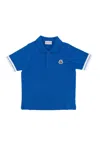 Moncler Logo Patch Cotton Piquet Polo Shirt Blue In Azzurro