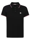 Moncler Men Tricolor-trimmed Cotton Piquet Polo Shirt Navy In Black