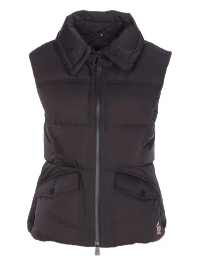 Moncler Polo-collar Padded Gilet In Black