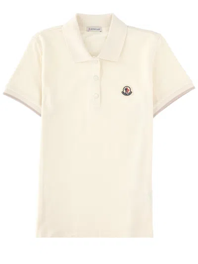 Moncler Polo Con Patch Logo In Pink