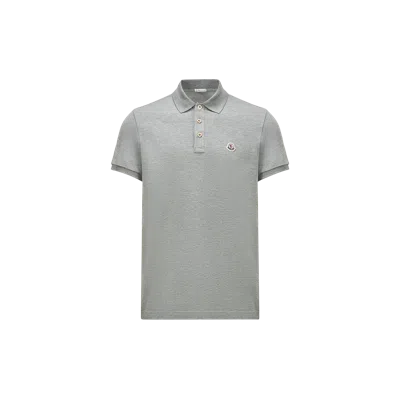 Moncler Polo En Coton À Empiècement Logo In Grey