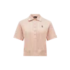 Moncler Logo Patch Cotton Polo Shirt Pink In Pink