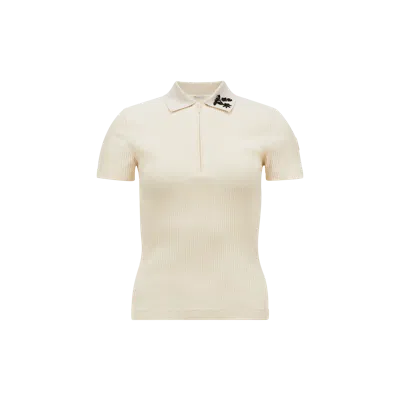 Moncler Hand-beaded Cotton Polo Shirt White