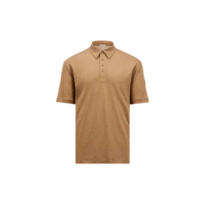 Moncler Polo En Lin In Beige