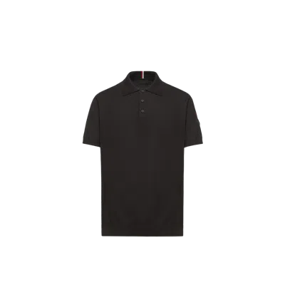 Moncler Polo En Maille De Coton À Logo, Homme, Noir, Taille: Xxl In Black
