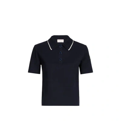 Moncler Polo En Maille De Coton In Blue
