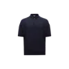 Moncler Polo En Maille De Soie Et Lin In Bleu