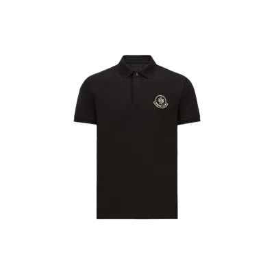 Moncler Polo En Piqué De Coton À Empiècement Année Du Serpent In Black