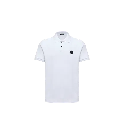 MONCLER LOGO PATCH COTTON PIQUET POLO SHIRT, MEN, WHITE, SIZE: XXL