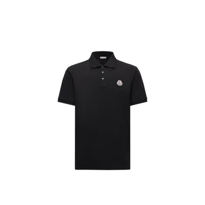 MONCLER LOGO PATCH COTTON PIQUET POLO SHIRT, MEN, BLACK, SIZE: XXL