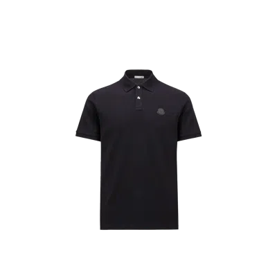 MONCLER LOGO PATCH COTTON PIQUET POLO SHIRT, MEN, BLUE, SIZE: XL