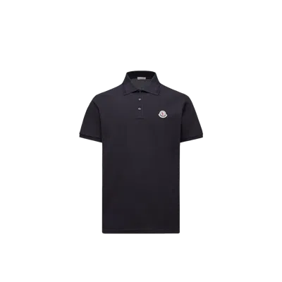 Moncler Logo Patch Cotton Piquet Polo Shirt, Men, Blue, Size: 3xl