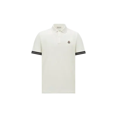 Moncler Logo Cotton Piquet Polo Shirt White