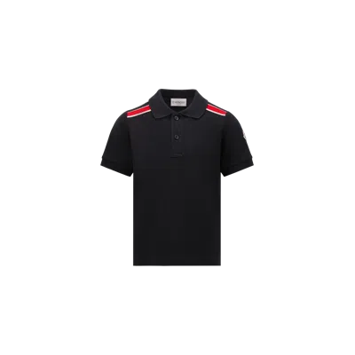 Moncler Kids' Polo En Piqué De Coton In Bleu