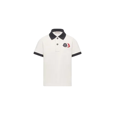 Moncler Kids' Polo En Piqué De Coton, Garçons, Blanc, Taille: 14a In White