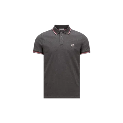 Moncler Polo En Piqué De Coton In Grey