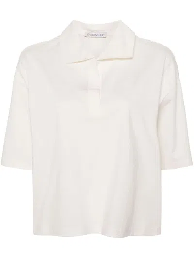 Moncler Logo-patch Jersey Polo Shirt In White