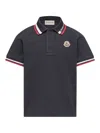 Moncler Kids Ss Polo In Black