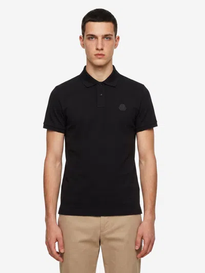 Moncler Polo In Piquet Di Cotone Con Logo In Black