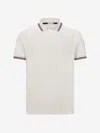 Moncler Striped Trim Polo Shirt In White