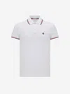 Moncler Classic White Cotton Polo With Signature Tri-color Trim In White