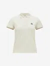 Moncler Logo Patch Piquet Polo Shirt In Beige