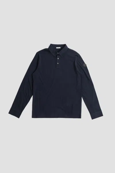 Moncler Polo Ls In Blue