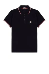 Moncler Cotton Polo Shirt With Logo In Navy