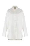 Moncler Polo Neck Cotton Poplin Shirt In White