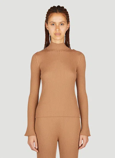 Moncler Polo Neck Sweater In Brown