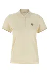 Moncler White Piquet Logo Patch Polo Shirt In Neutral