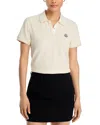 Moncler Women Cotton Polo Shirt With Iconic Patch In Neutral