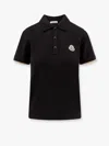 Moncler Black Cotton Short Sleeves Polo In Black